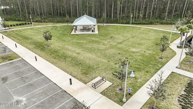 a view of a swimming pool and outdoor space