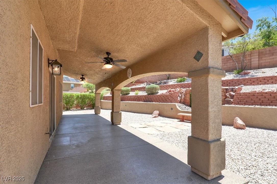 636 Pacific Cascades Drive Henderson, NV 89012 - Photo 40 of 51 View of patio with ceiling fan