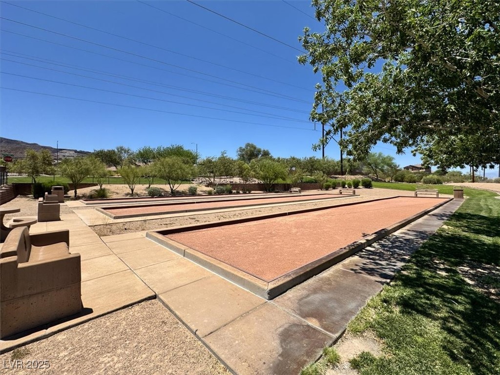 636 Pacific Cascades Drive Henderson, NV 89012 - Photo 50 of 51 View of property's community featuring a bocce ball area and a patio