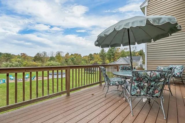 a view of a park with large trees