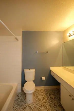 a view of a bathroom with a shower and a tub