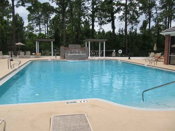 a view of a garden with a slide