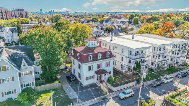 an aerial view of multiple houses
