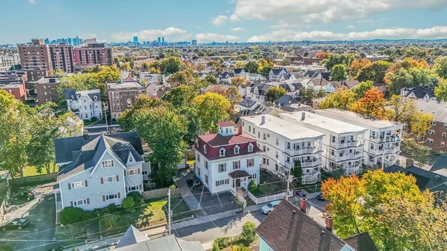 an aerial view of multiple house