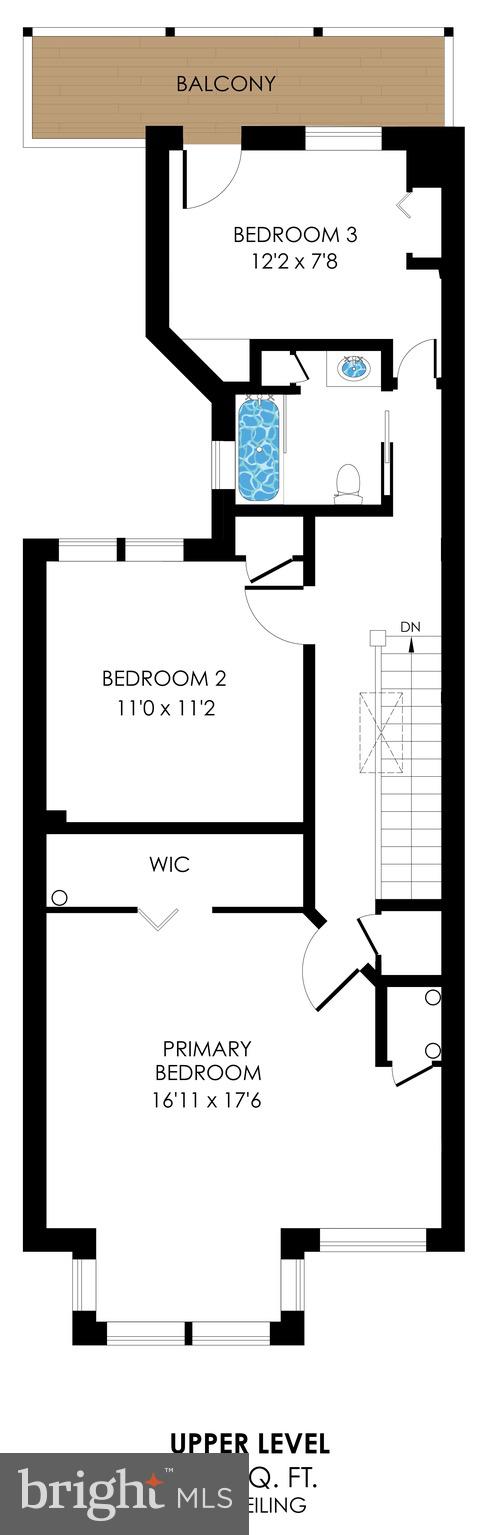1342 Wallach Place Northwest Washington, DC 20009 - Photo 35 of 36 Upper Level Floor Plan
