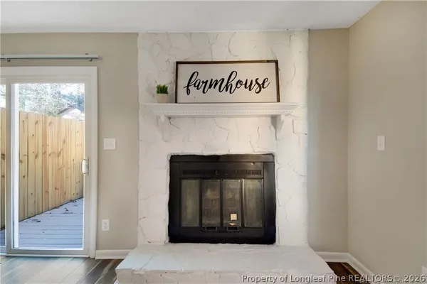 a close view of a fireplace