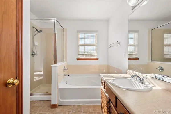 a bathroom with a sink a mirror and a shower