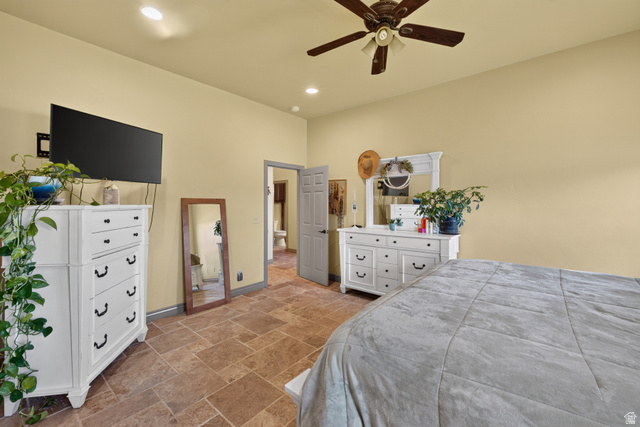 4635 East Sunny Acres Lane Moab, UT 84532 - Photo 50 of 56 Spacious room featuring tile flooring, recessed lighting, and a ceiling fan