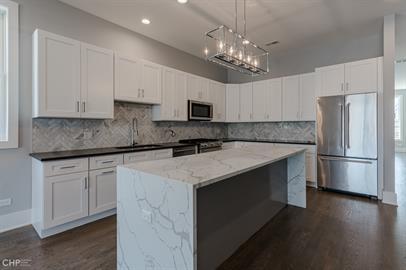 562 West 18th Street, Unit 3W Chicago, IL 60616 - Photo 2 of 14 a kitchen with a refrigerator a microwave a sink and cabinets