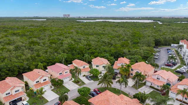 a view of a lake with a city
