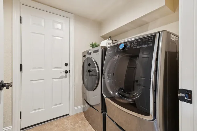 a view of a backyard with a trees
