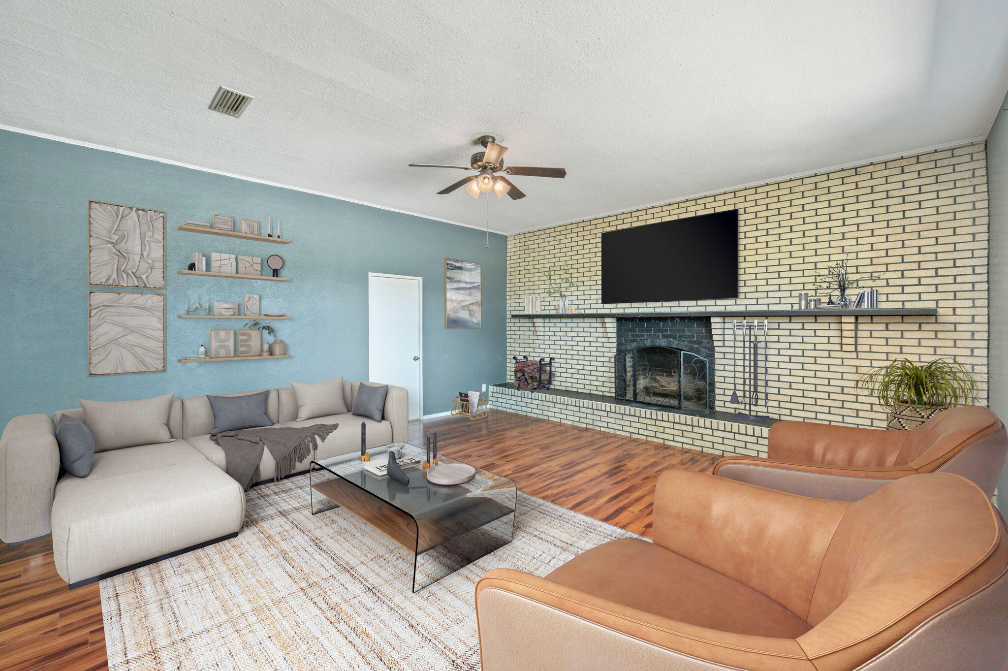 101 Seminole Trail Crestview, FL 32536 - Photo 6 of 30 a living room with furniture fireplace and a flat screen tv