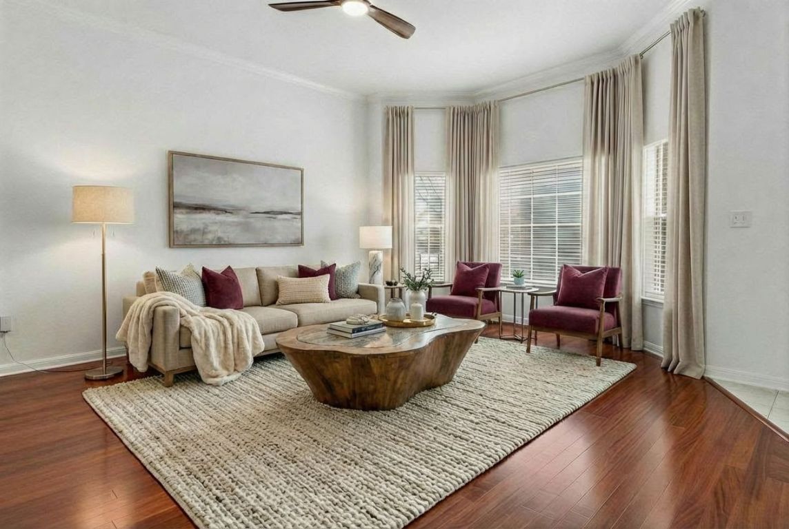 5515 Davis Lane, Unit 52 Austin, TX 78749 - Photo 1 of 30 a living room with furniture and a lamp