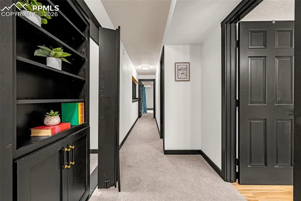 an empty room with closet