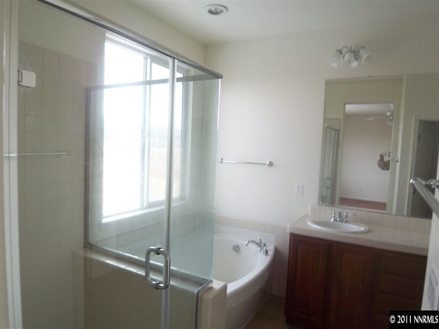10641 Fire Poppy Circle Reno, NV 89521 - Photo 9 of 13 a bathroom with a tub sink vanity and mirror