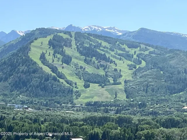 a view of a lush green hillside and a building