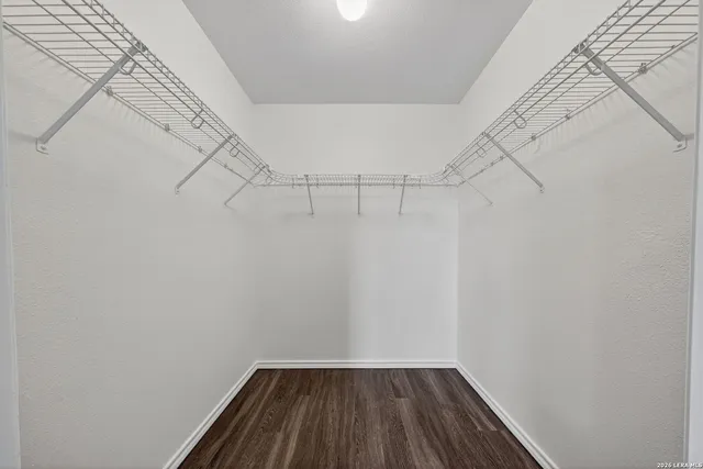 a view of a room with racks on the wall