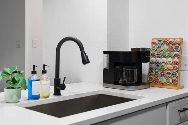 a close view of sink and tap