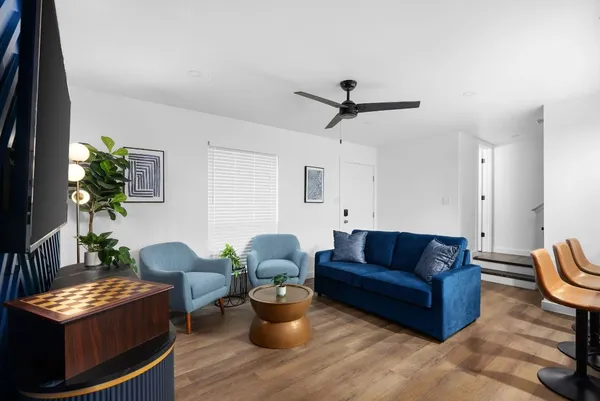 a living room with furniture