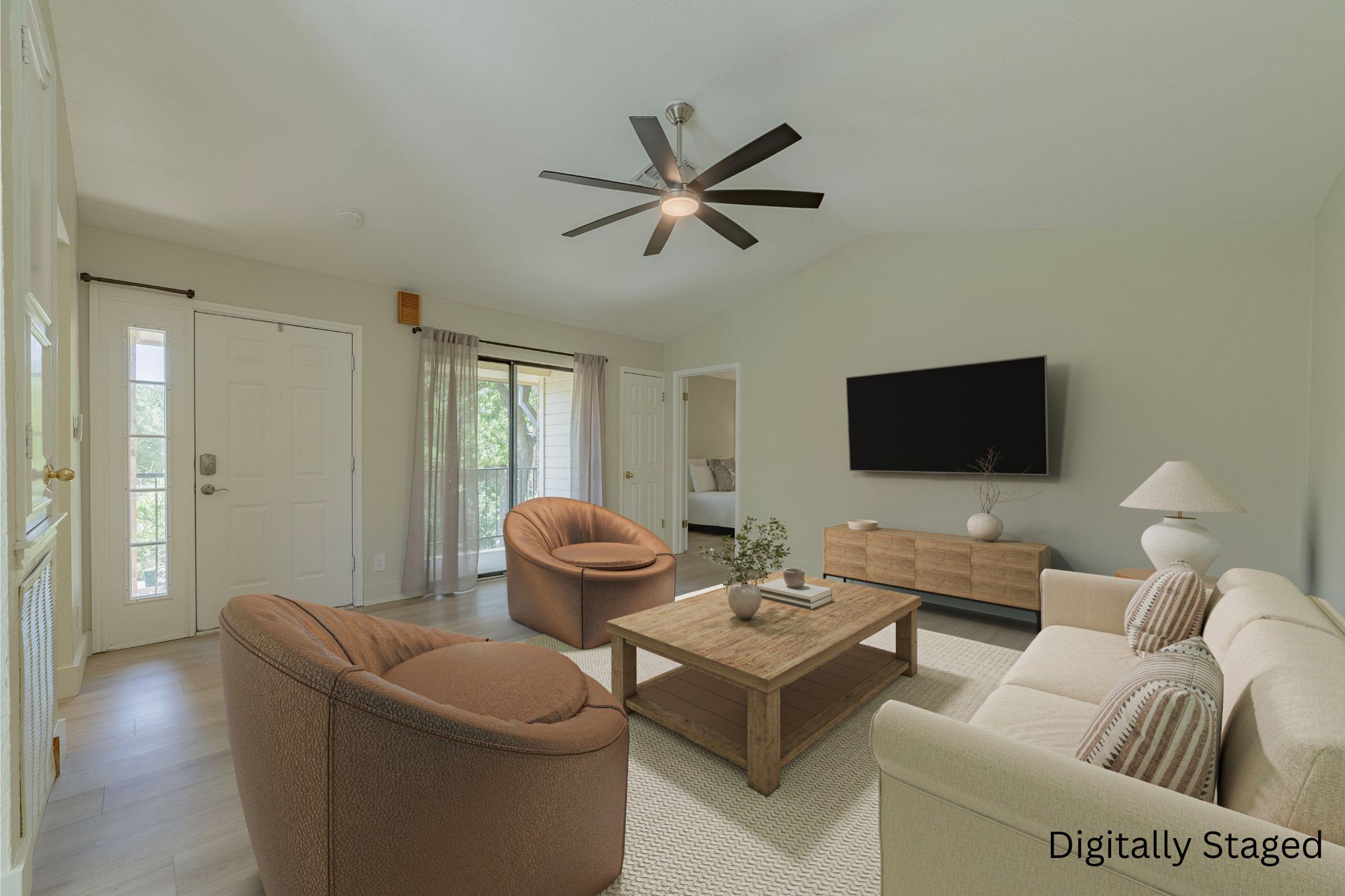 2500 Quarry Road, Unit 5 Austin, TX 78703 - Photo 10 of 23 Living Room with Private Covered Balcony