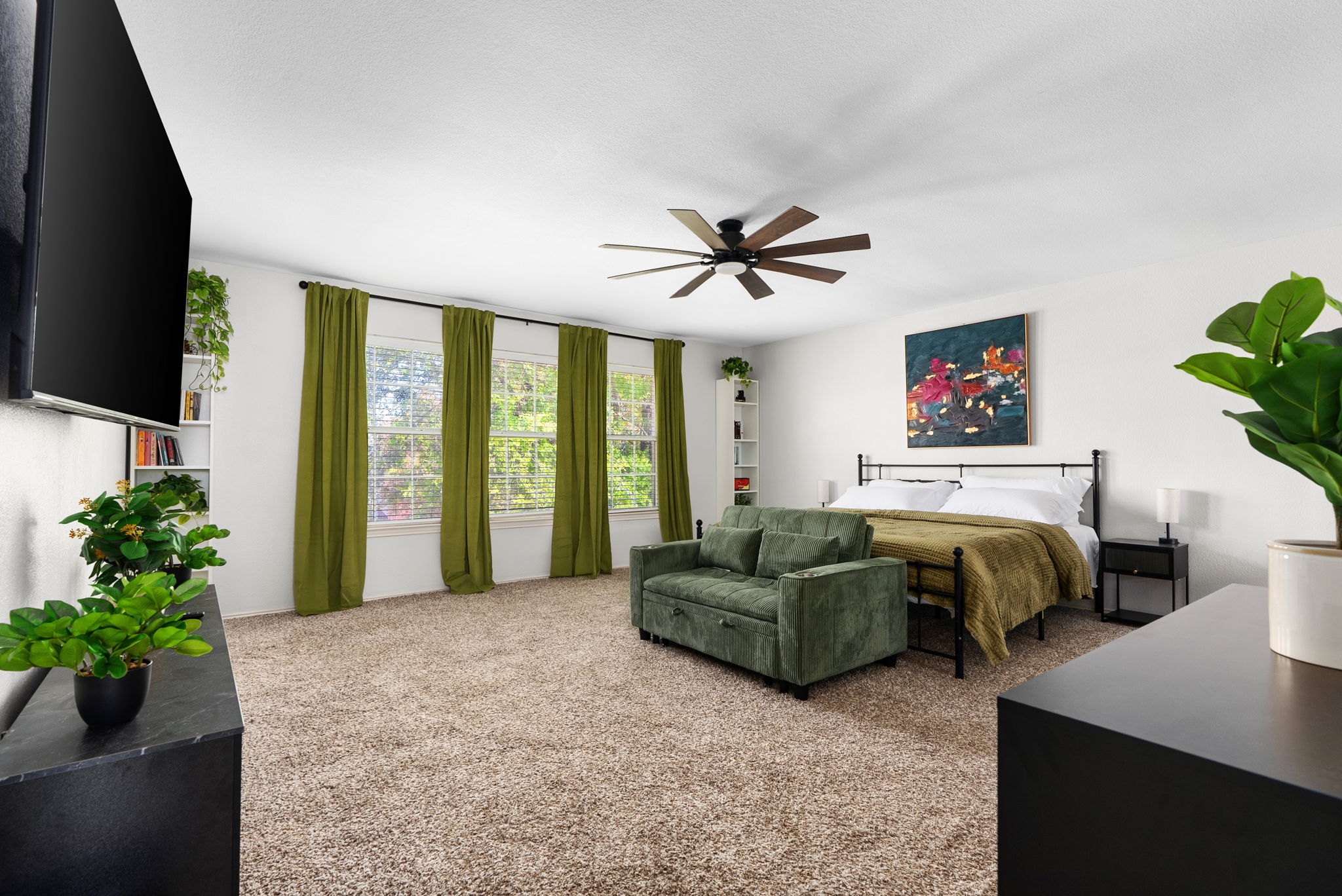 7906 Briarton Drive Austin, TX 78747 - Photo 20 of 38 a bedroom with furniture and a large window
