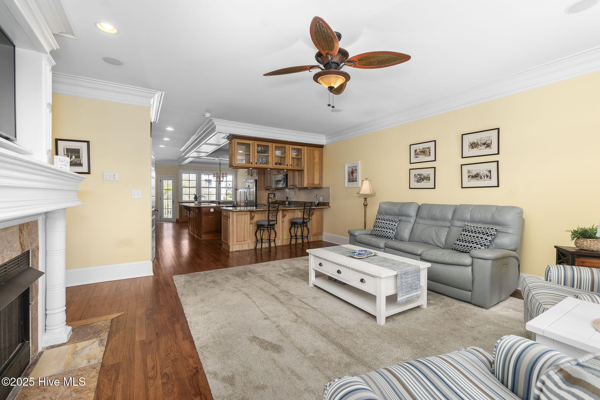 116 Salter Path Road, Unit 102 SEABROOK Pine Knoll Shores, NC 28512 - Photo 14 of 58 Spacious living room w/ fireplace
