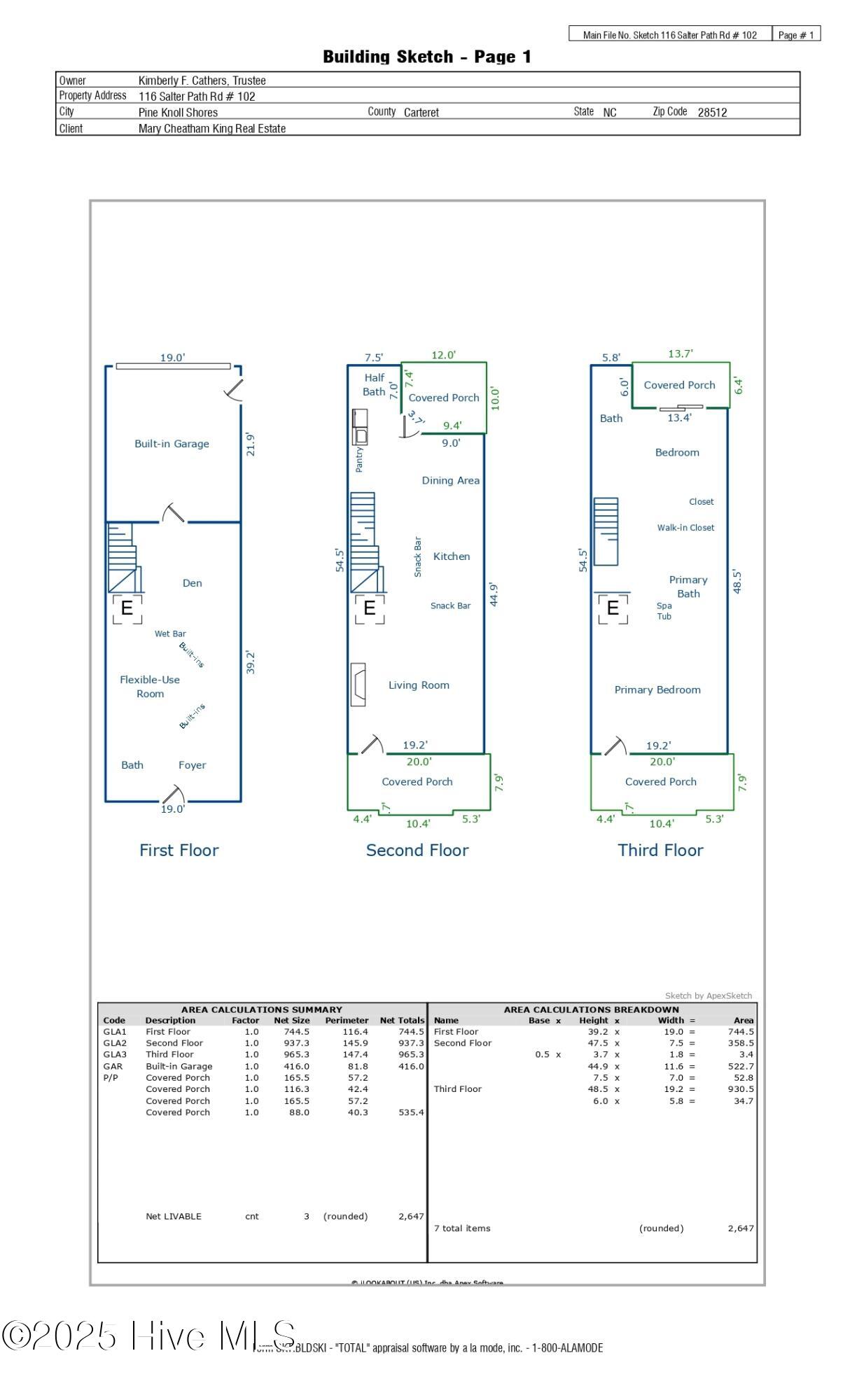 116 Salter Path Road, Unit 102 SEABROOK Pine Knoll Shores, NC 28512 - Photo 57 of 58 Sketch/Floorplan