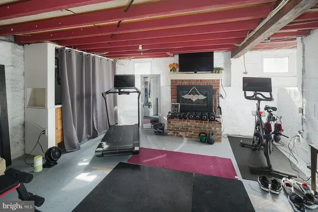 a room with gym equipment