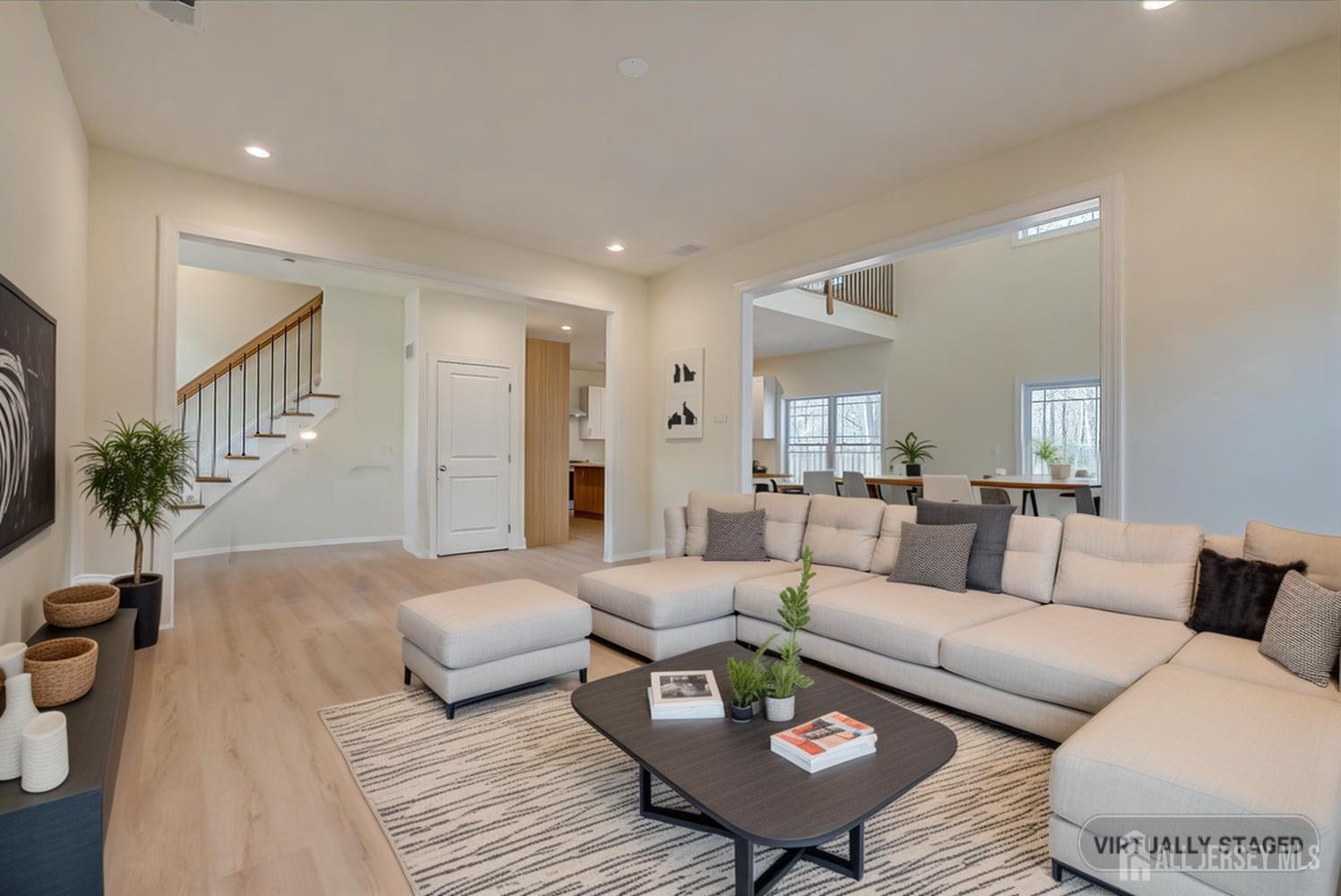 a living room with furniture