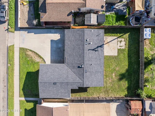 an aerial view of a house