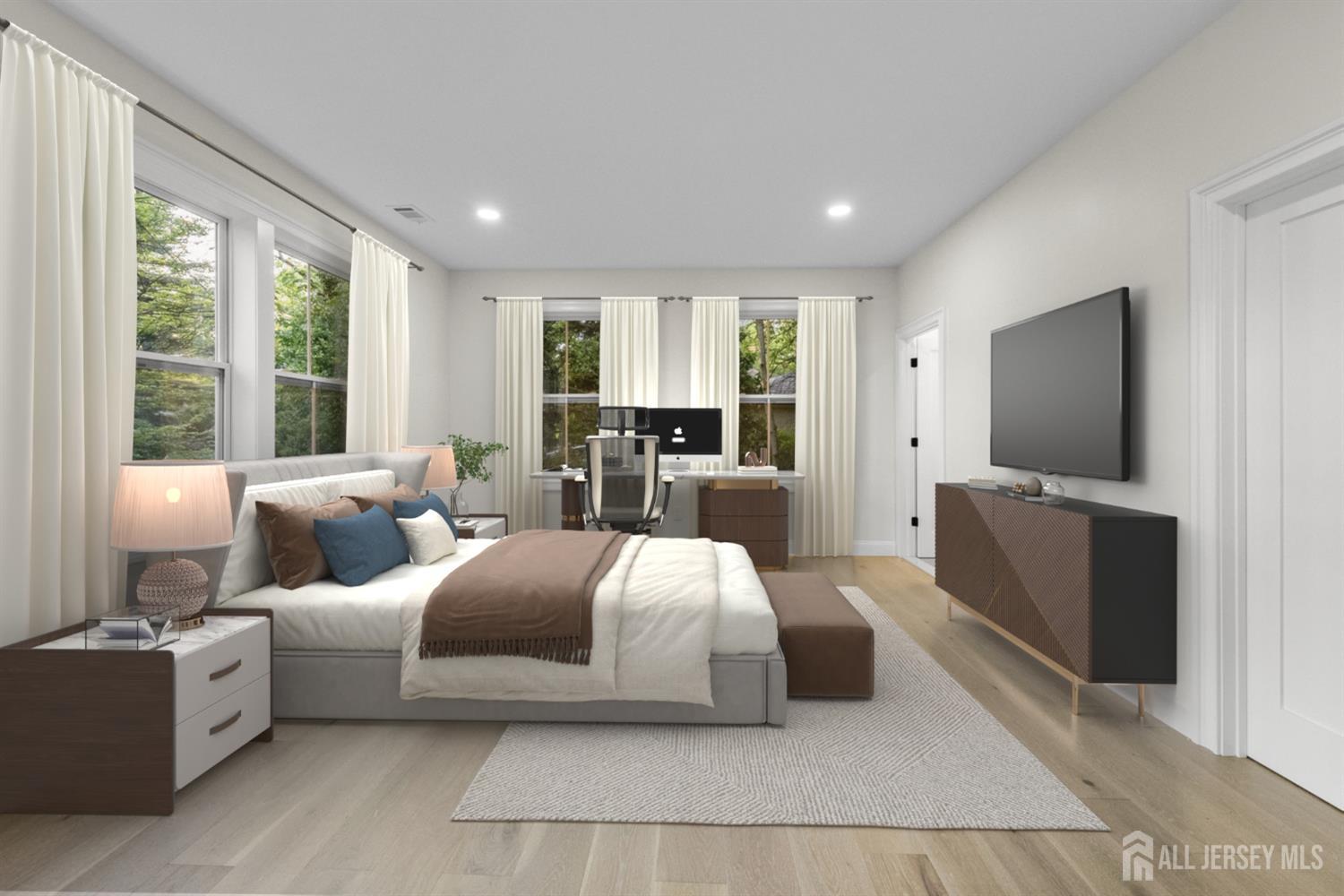 2 Beech Lane Edison, NJ 08820 - Photo 31 of 51 a bedroom with a large bed and a flat tv screen