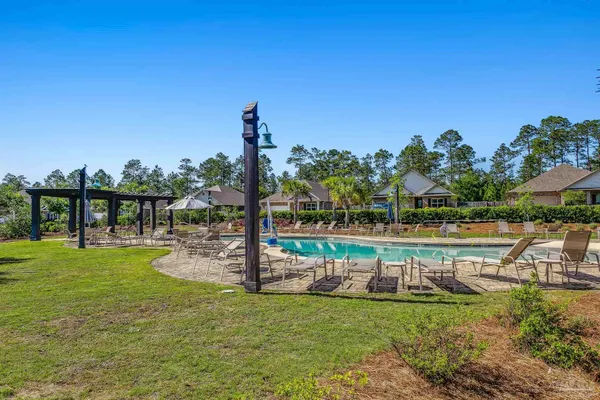 a view of a garden with a slide