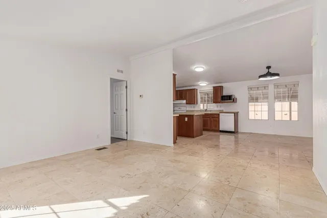 a view of a kitchen with a sink