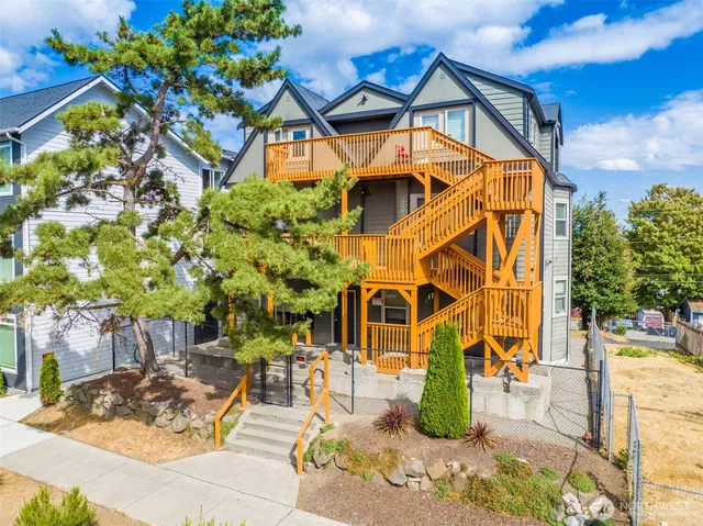 a view of tall building