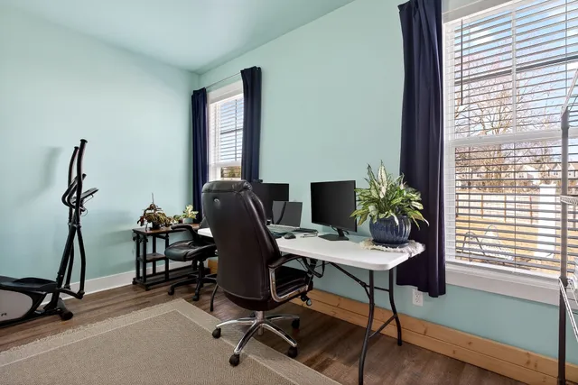 a view of a yard with a slide