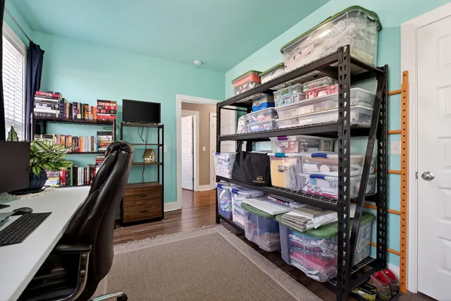 a view of backyard with green space