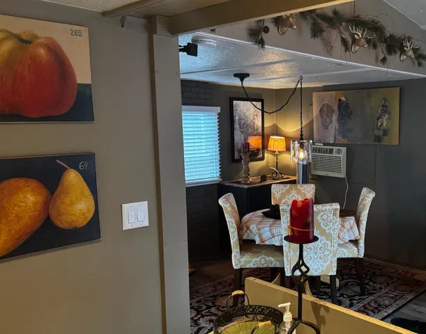 a chair and table in a room