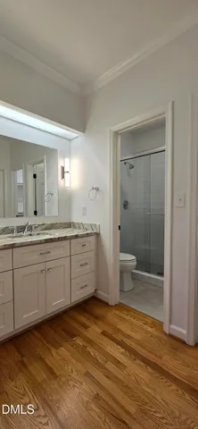a bathroom with a shower and a toilet
