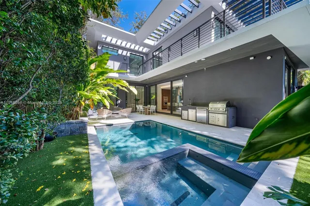 a view of yard from a patio