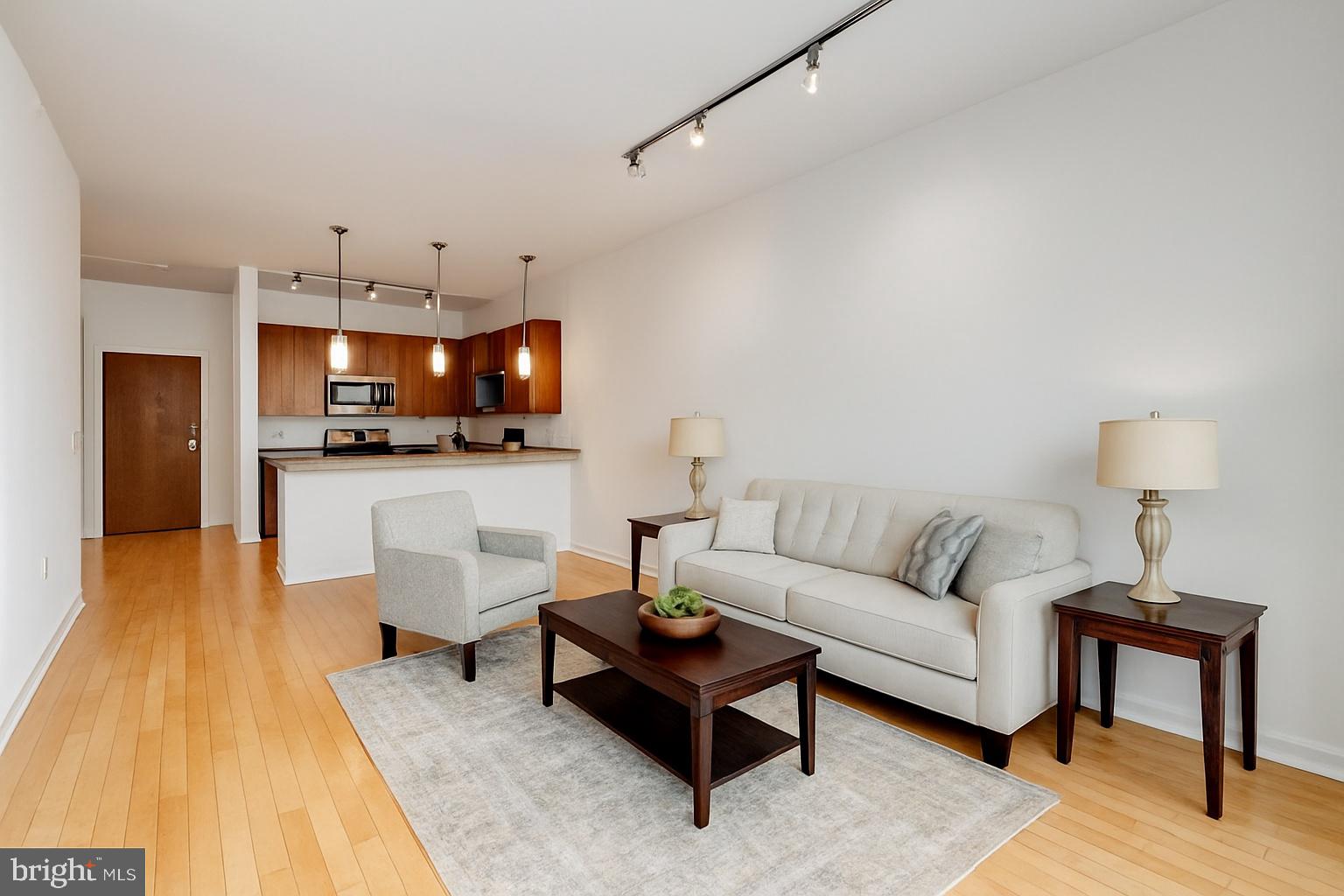 Virtually staged living room.