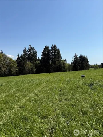 a view of a green field with wooden fence