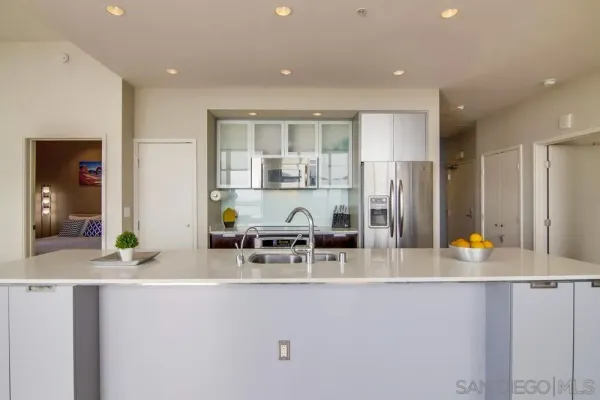 a kitchen with lots of counter top space
