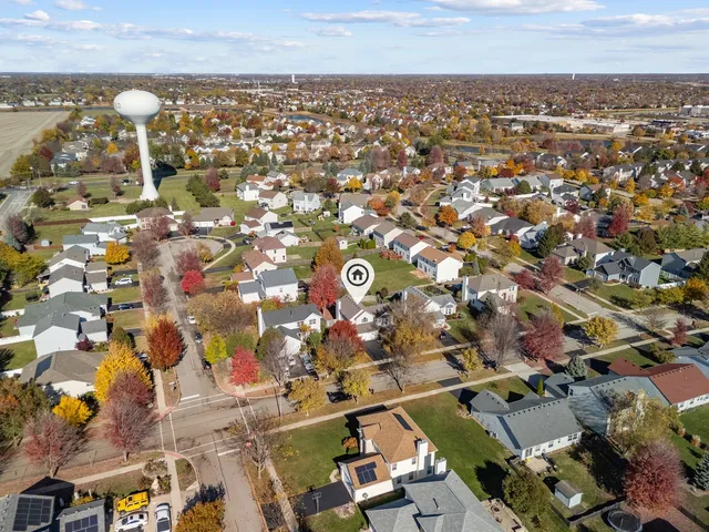 an aerial view of multiple house