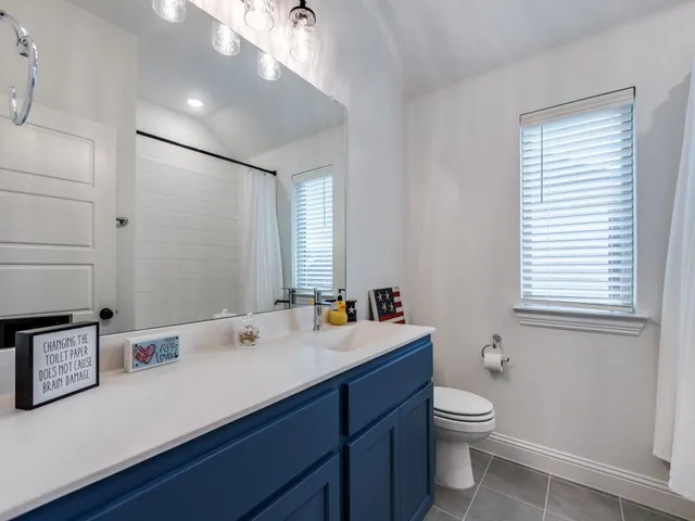a bathroom with a sink a toilet and mirror
