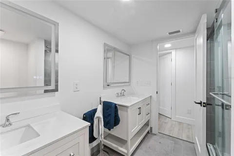 a bathroom with a sink double vanity