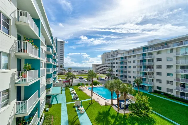 a city view with tall buildings
