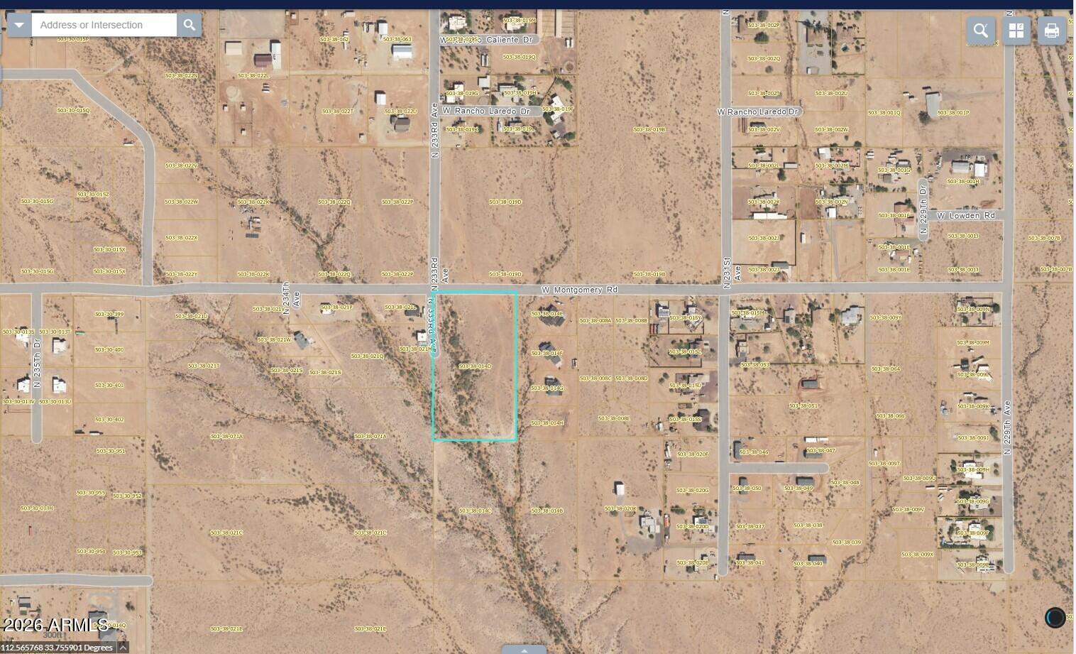 2329 West Montgomery Road, Unit 4 Wittmann, AZ 85361 - Photo 2 of 7 Montgomery 5.95 AC Frontage Wider Aerial