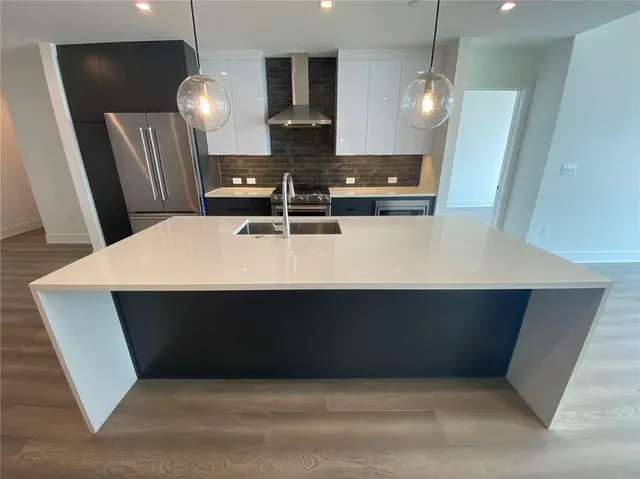 a view of kitchen and kitchen island