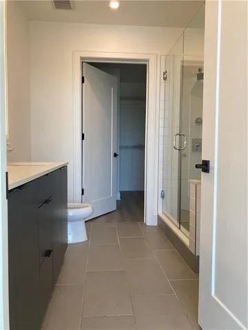a view of a bathroom with shower