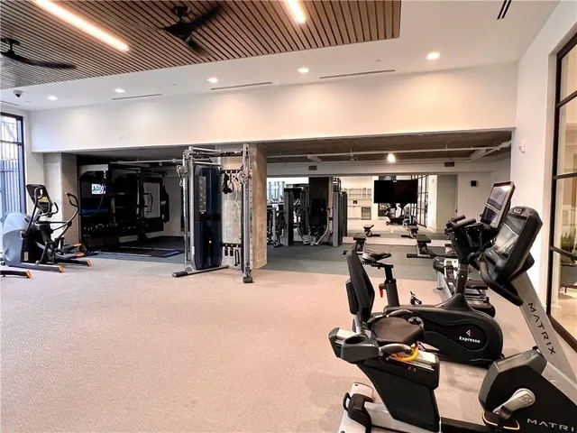 a view of a room with gym equipment
